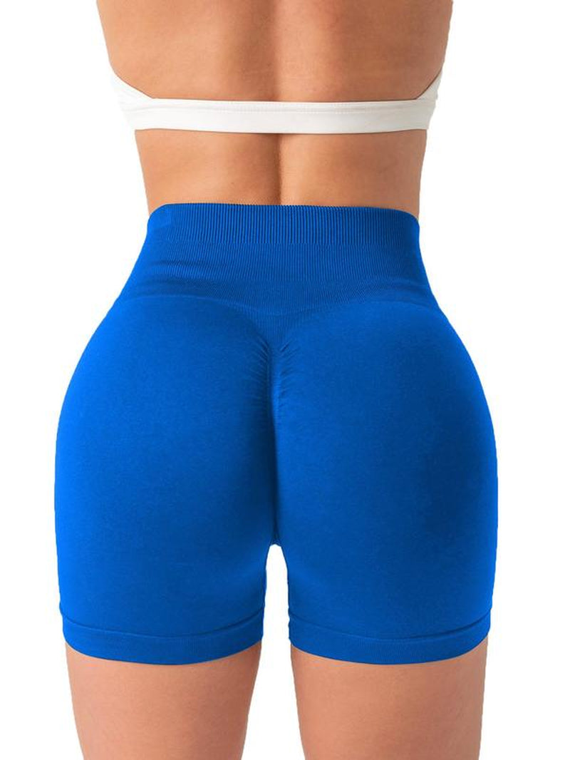 Women'S Solid High Waist Sports Gym Shorts, High Stretch Seamless Comfortable Breathable Skinny Shorts, Ladies Sportswear for Indoor Outdoor Wear