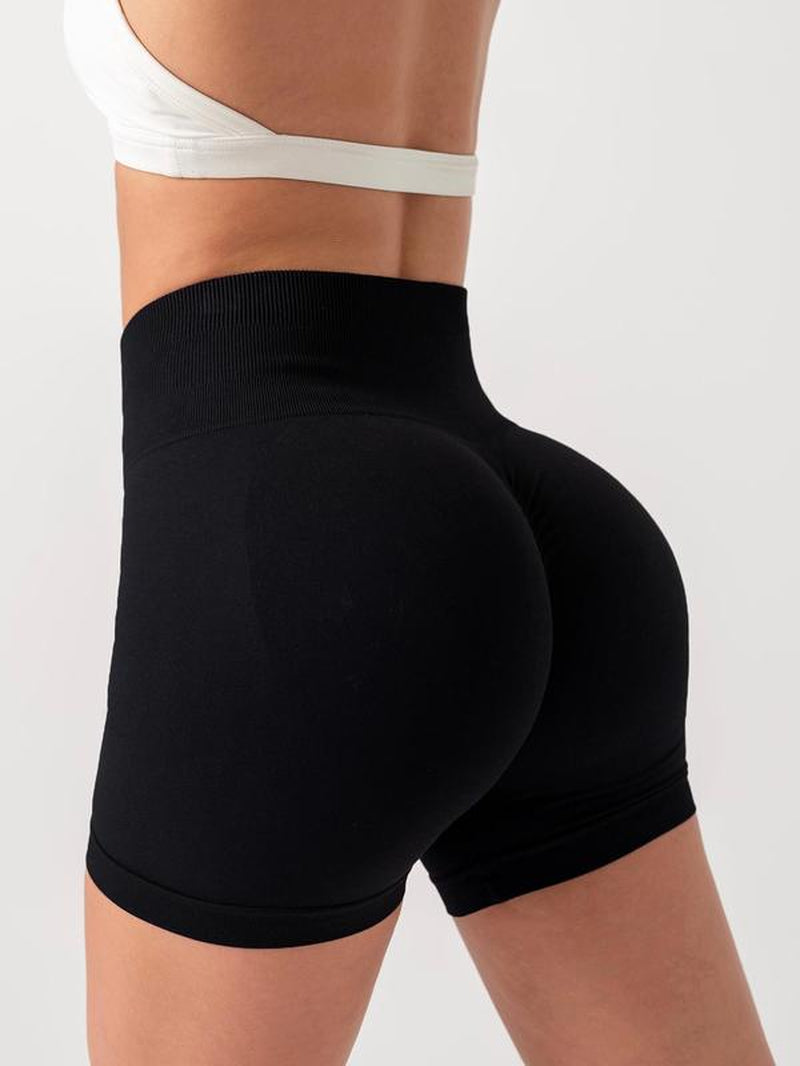 Women'S Solid High Waist Sports Gym Shorts, High Stretch Seamless Comfortable Breathable Skinny Shorts, Ladies Sportswear for Indoor Outdoor Wear