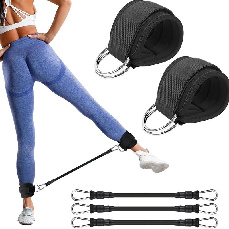 Ankle Resistance Band Set, 6 Counts Ankle Strap with Elastic Band, Sports Ankle Strap for Leg Training, Kicking Legs and Hip Strength Training, Fitness Equipment for Home Gym, Gym Sets for Women, Pilates Reformer, Gymnastics Equipment, Stretching Gear