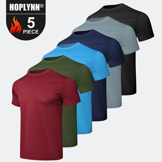 HOPLYNN 6 Pack Sun Shirts for Men Short Sleeve Athletic Active Tops Quick Dry Crew Neck Sun Protection Shirts for Running Workout Tops Gym Outfits Gym Fits Workout Clothes Men