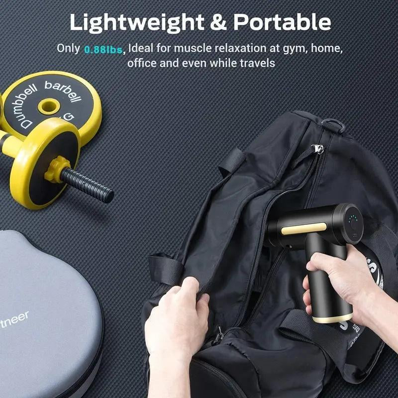 Home Portable USB Rechargeable 7-Speed Body Massage Gun, Adjustable Multifunctional Body Fascia Gun, Comfortable, Neck Massager, Black, Deep Tissue Impact Electric Back Massager; 4 Replaceable Massage Heads; Ultra Quiet Brushless Motor
