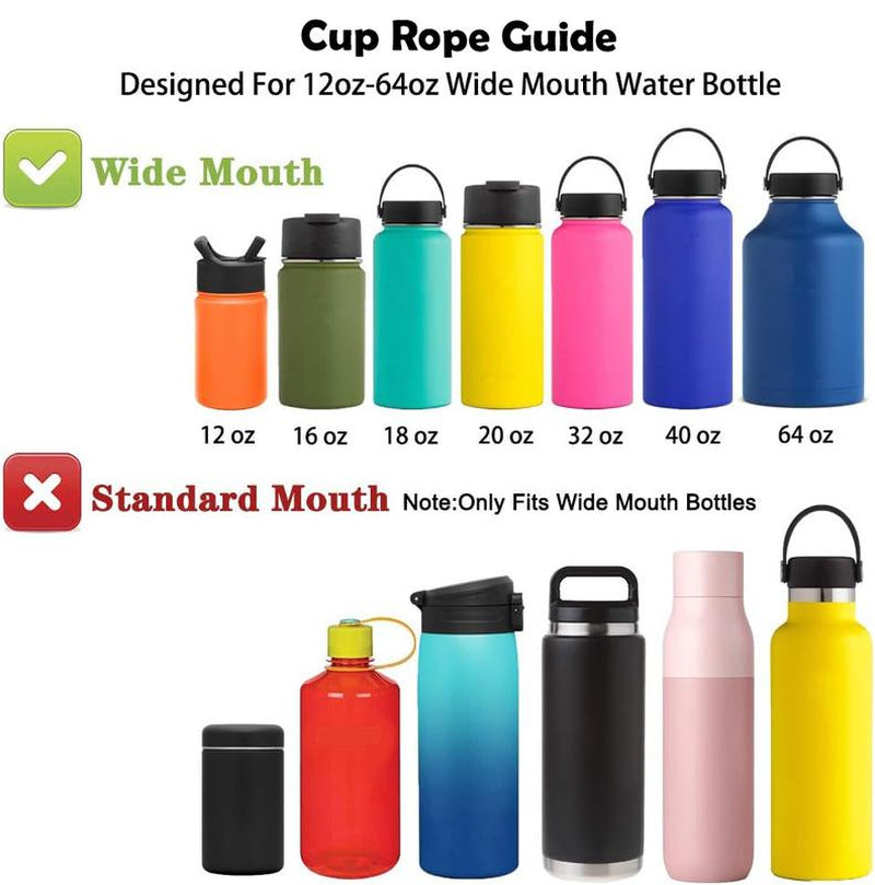 Paracord Handle - Fits Wide Mouth Water Bottles - Durable Carrier, Secure Accessories, Survival Strap Cord, Safety Ring, and Carabiner - Seven Core Paracord Bracelet
