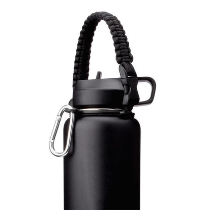 Paracord Handle - Fits Wide Mouth Water Bottles - Durable Carrier, Secure Accessories, Survival Strap Cord, Safety Ring, and Carabiner - Seven Core Paracord Bracelet