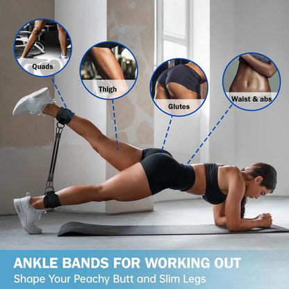 Ankle Resistance Band Set, 6 Counts Ankle Strap with Elastic Band, Sports Ankle Strap for Leg Training, Kicking Legs and Hip Strength Training, Fitness Equipment for Home Gym, Gym Sets for Women, Pilates Reformer, Gymnastics Equipment, Stretching Gear