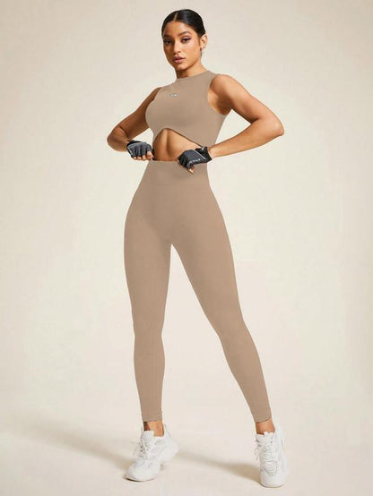 Two-Piece Set Women'S Letter Pattern Crop Tank Top & High Waist Leggings Tracksuit Set, Casual Comfy Breathable Seamless for Yoga Gym Workout Running, Ladies Sportswear for All Seasons, Workout Clothes, Fitness Clothes, Compression Clothing