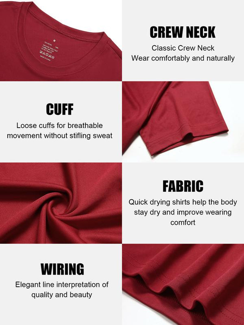 HOPLYNN 6 Pack Sun Shirts for Men Short Sleeve Athletic Active Tops Quick Dry Crew Neck Sun Protection Shirts for Running Workout Tops Gym Outfits Gym Fits Workout Clothes Men