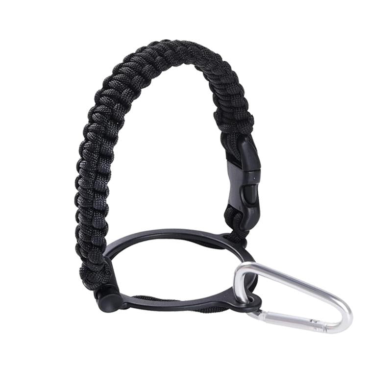 Paracord Handle - Fits Wide Mouth Water Bottles - Durable Carrier, Secure Accessories, Survival Strap Cord, Safety Ring, and Carabiner - Seven Core Paracord Bracelet