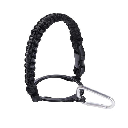 Paracord Handle - Fits Wide Mouth Water Bottles - Durable Carrier, Secure Accessories, Survival Strap Cord, Safety Ring, and Carabiner - Seven Core Paracord Bracelet
