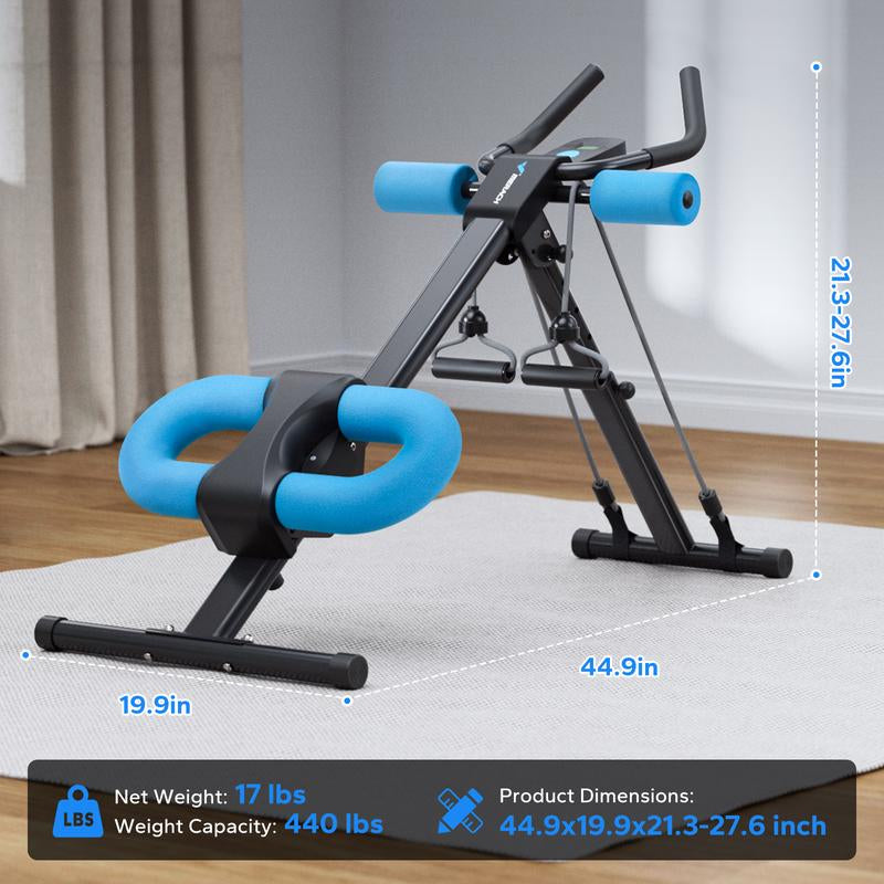 MERACH Adjustable Ab Trainer LCD Monitor Foldable Abdominal Exercise Machine Core Workout Buttocks Shaper Fitness Equipment