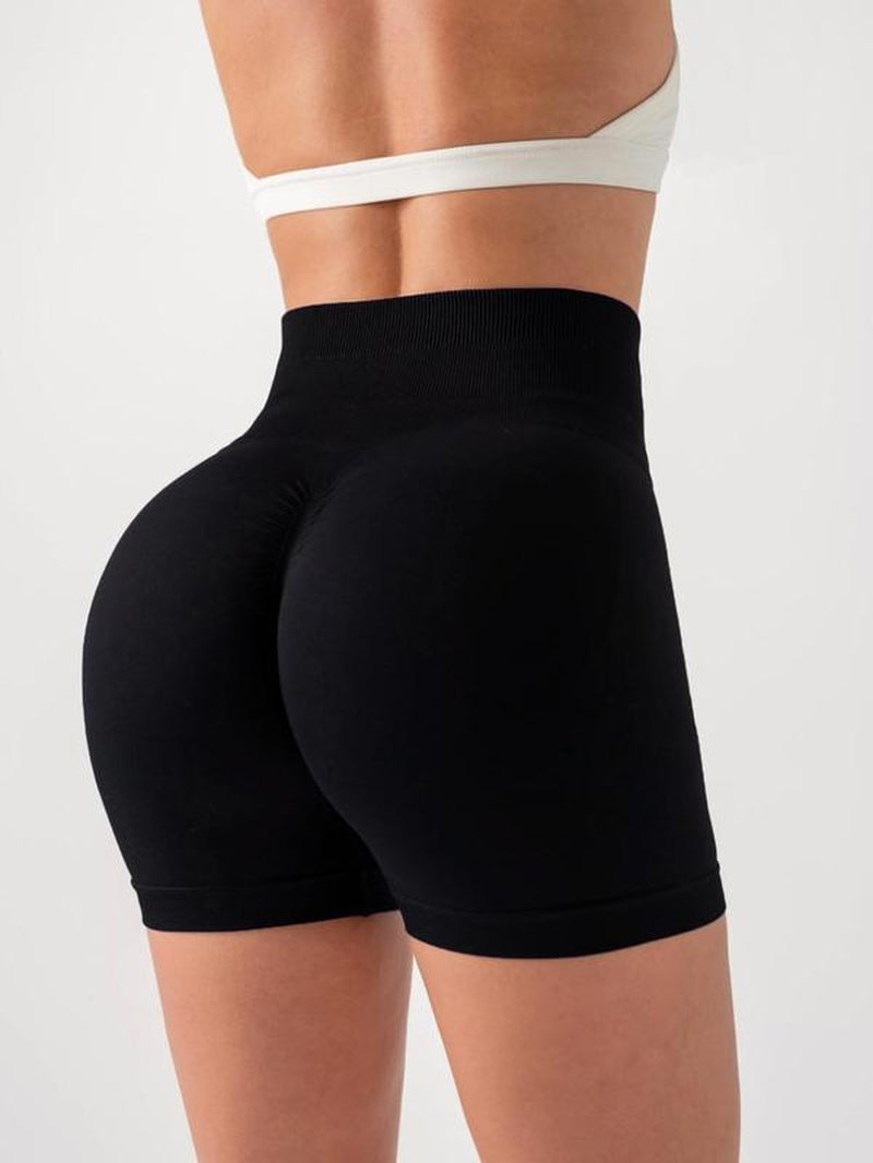Women'S Solid High Waist Sports Gym Shorts, High Stretch Seamless Comfortable Breathable Skinny Shorts, Ladies Sportswear for Indoor Outdoor Wear