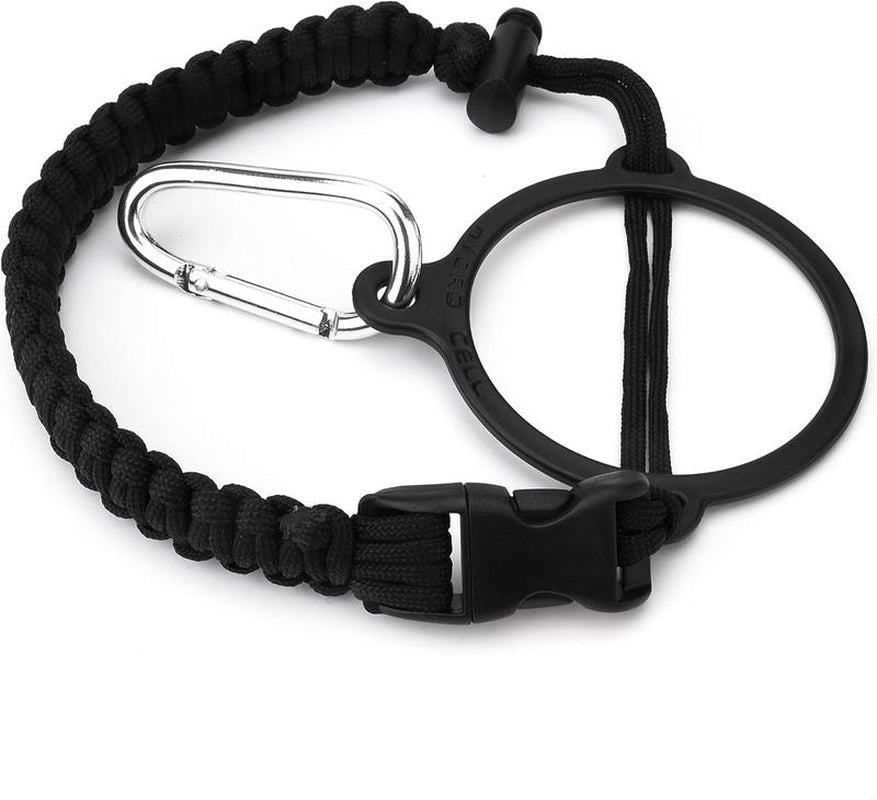 Paracord Handle - Fits Wide Mouth Water Bottles - Durable Carrier, Secure Accessories, Survival Strap Cord, Safety Ring, and Carabiner - Seven Core Paracord Bracelet